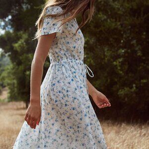 Christy Dawn | The Dawn Dress Petites White and Blue Floral (Lined)